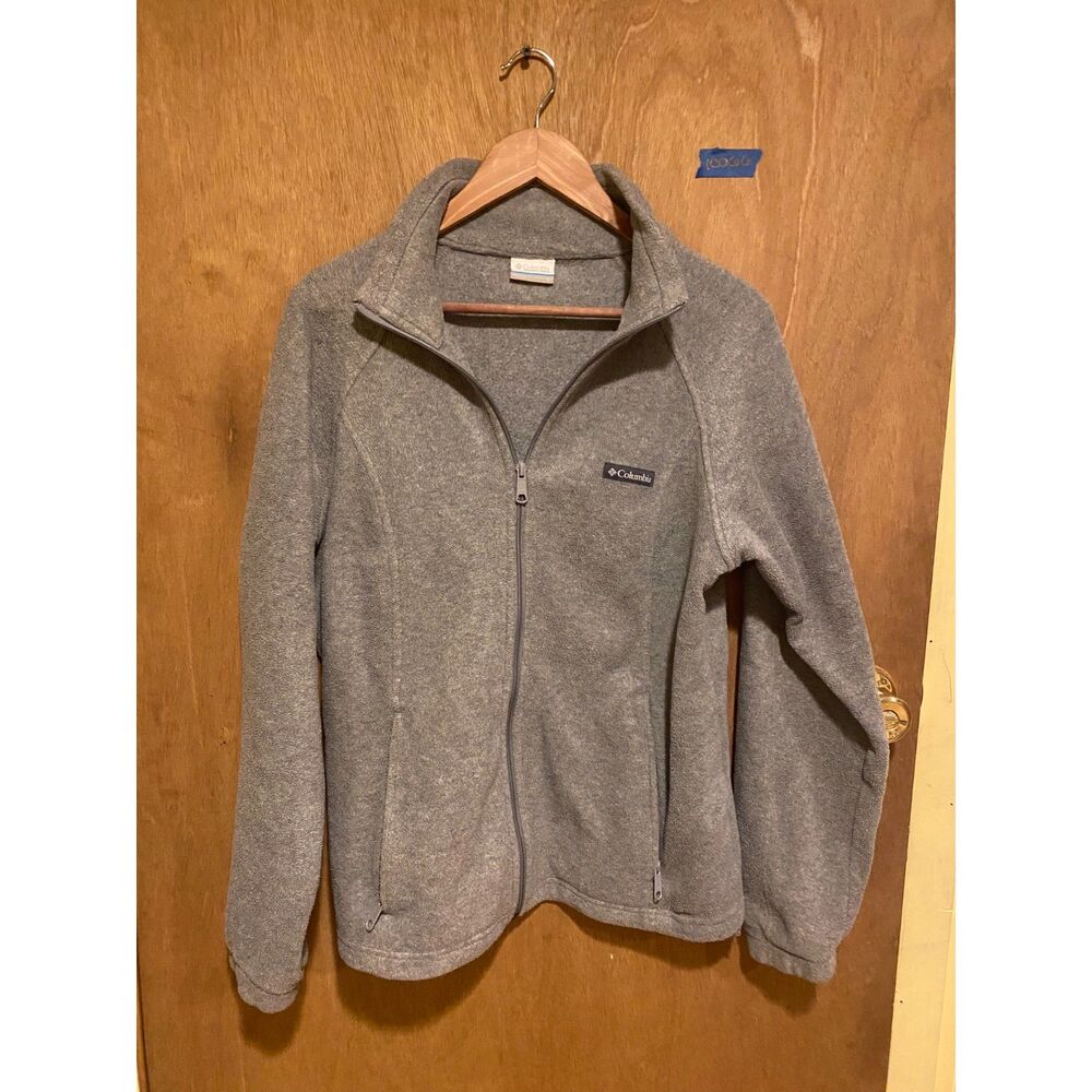 Columbia Fleece Jacket, Gray, Large Golfing and Fishing Jacket Zip Up